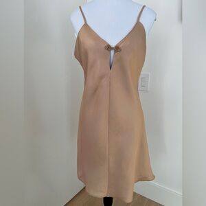 VINTAGE Vanity Fair Chemise Slip Gold Metallic Adjust Strap Bodycon Sleepwear
